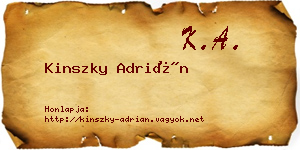Kinszky Adrián névjegykártya
